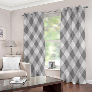 Grey Argyle Pattern Print Blackout Grommet Curtains