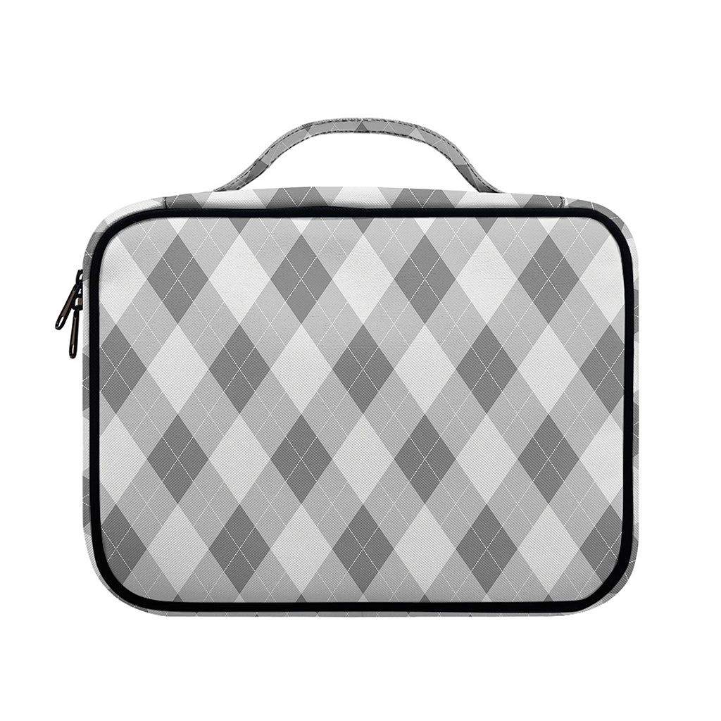 Grey Argyle Pattern Print Briefcase Bible Bag