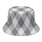 Grey Argyle Pattern Print Bucket Hat