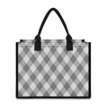 Grey Argyle Pattern Print Canvas Tote Bag