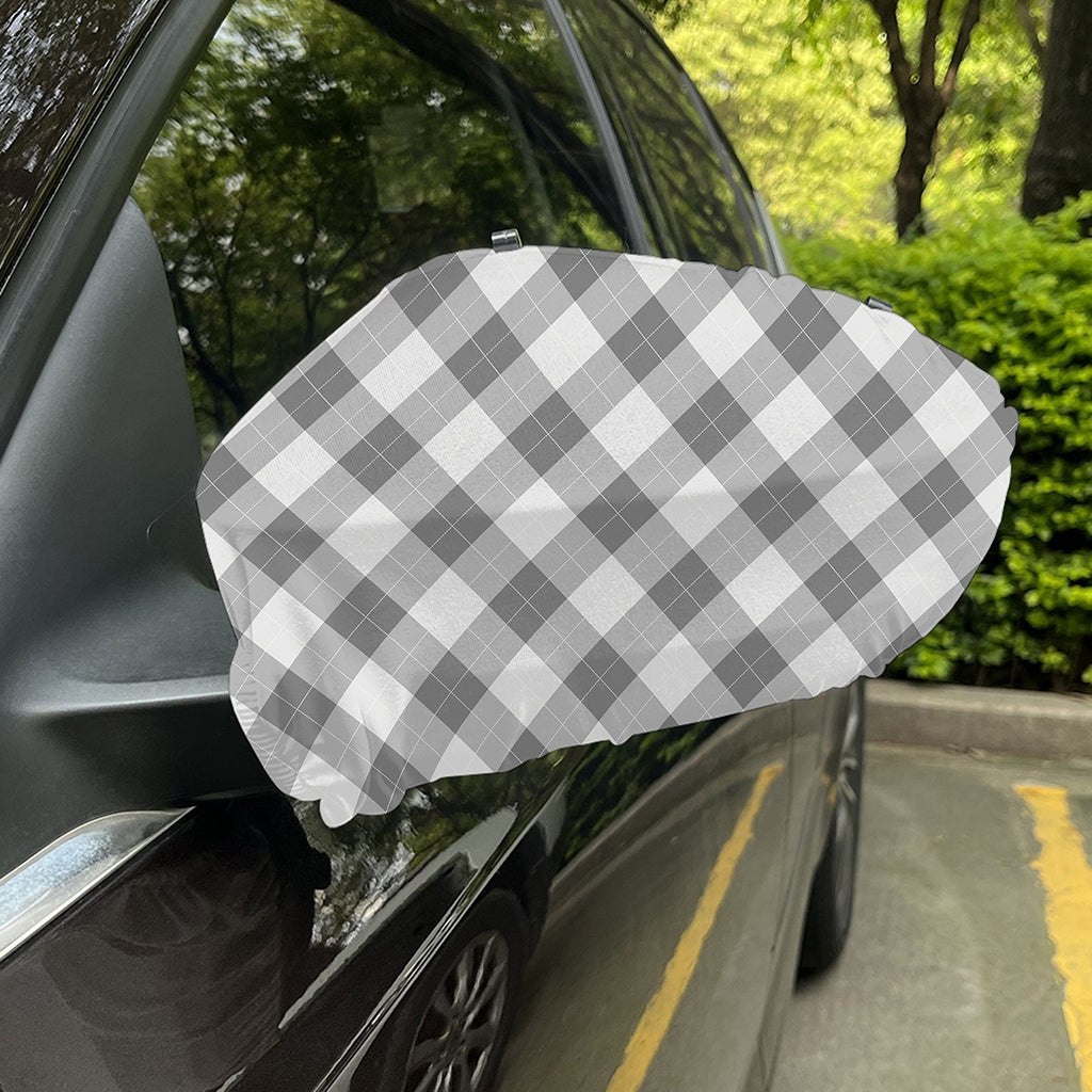 Grey Argyle Pattern Print Car Side Mirror Covers