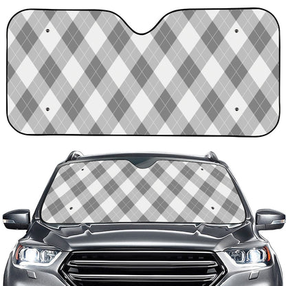 Grey Argyle Pattern Print Car Windshield Sun Shade