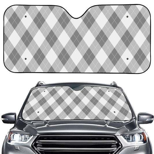 Grey Argyle Pattern Print Car Windshield Sun Shade