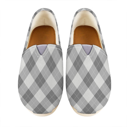 Grey Argyle Pattern Print Casual Shoes