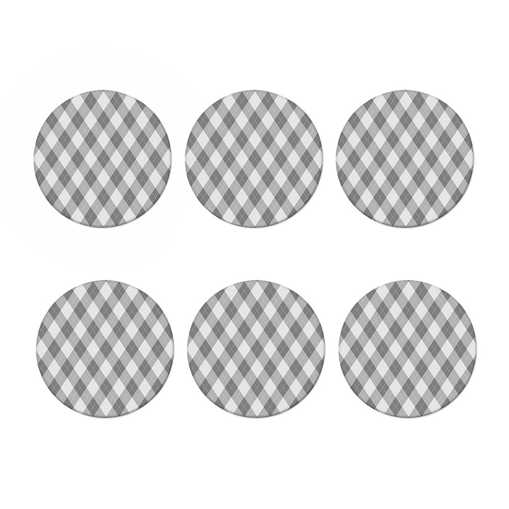 Grey Argyle Pattern Print Coaster Set