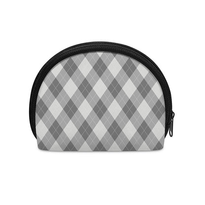 Grey Argyle Pattern Print Coin Purse