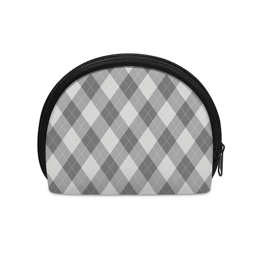 Grey Argyle Pattern Print Coin Purse