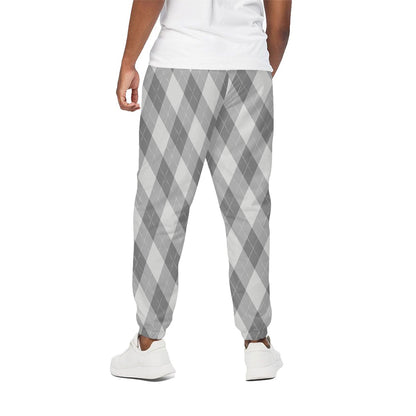 Grey Argyle Pattern Print Cotton Pants