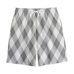 Grey Argyle Pattern Print Cotton Shorts