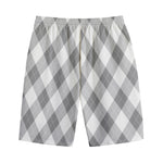 Grey Argyle Pattern Print Cotton Shorts