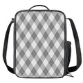 Grey Argyle Pattern Print Crossbody Lunch Bag