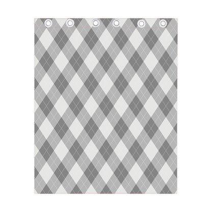 Grey Argyle Pattern Print Curtain