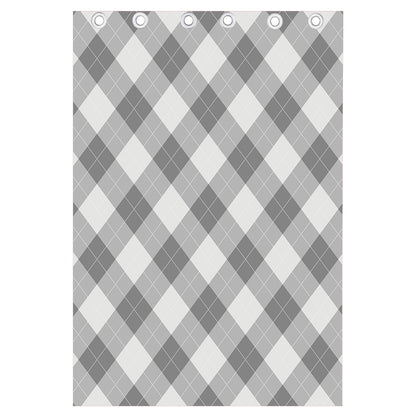 Grey Argyle Pattern Print Curtain