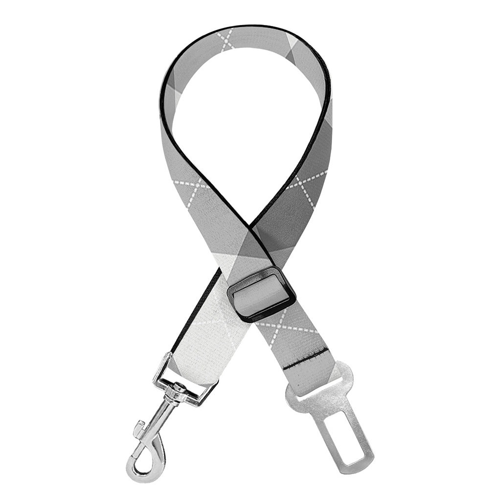 Grey Argyle Pattern Print Dog Seat Belt