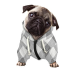 Grey Argyle Pattern Print Dog Zip Up Hoodie