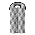 Grey Argyle Pattern Print Double Neoprene Wine Tote
