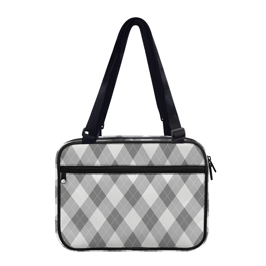 Grey Argyle Pattern Print Double Strap Bible Bag