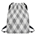 Grey Argyle Pattern Print Drawstring Backpack