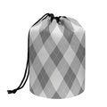 Grey Argyle Pattern Print Drawstring Makeup Bag
