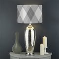Grey Argyle Pattern Print Drum Lamp Shade