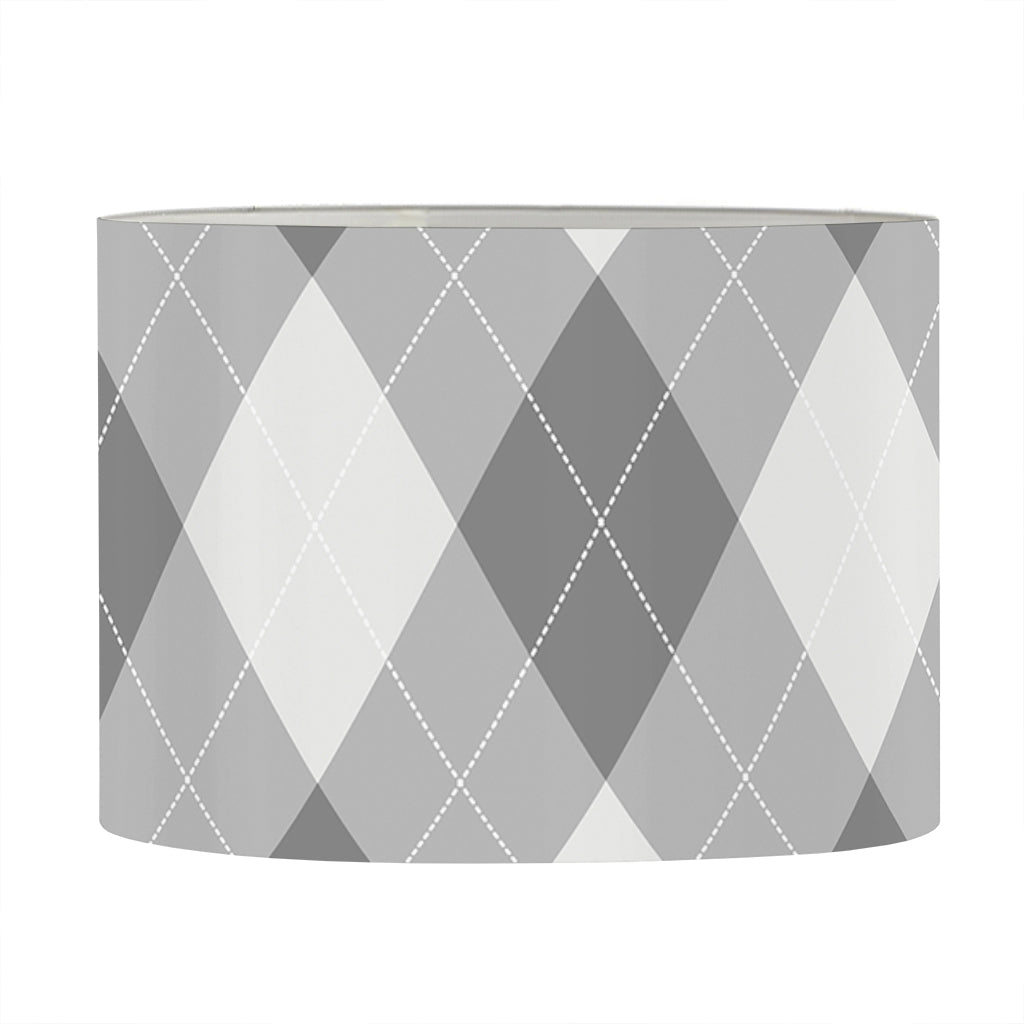 Grey Argyle Pattern Print Drum Lamp Shade