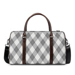 Grey Argyle Pattern Print Duffle Bag