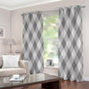 Grey Argyle Pattern Print Extra Wide Grommet Curtains