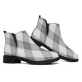 Grey Argyle Pattern Print Flat Ankle Boots
