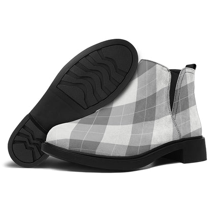 Grey Argyle Pattern Print Flat Ankle Boots