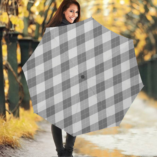 Grey Argyle Pattern Print Foldable Umbrella