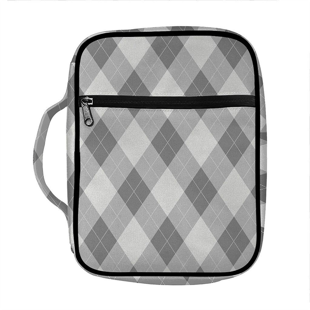 Grey Argyle Pattern Print Front Pocket Bible Bag