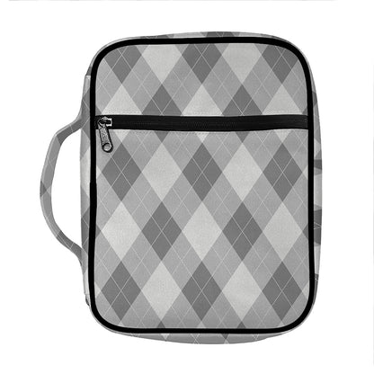 Grey Argyle Pattern Print Front Pocket Bible Bag