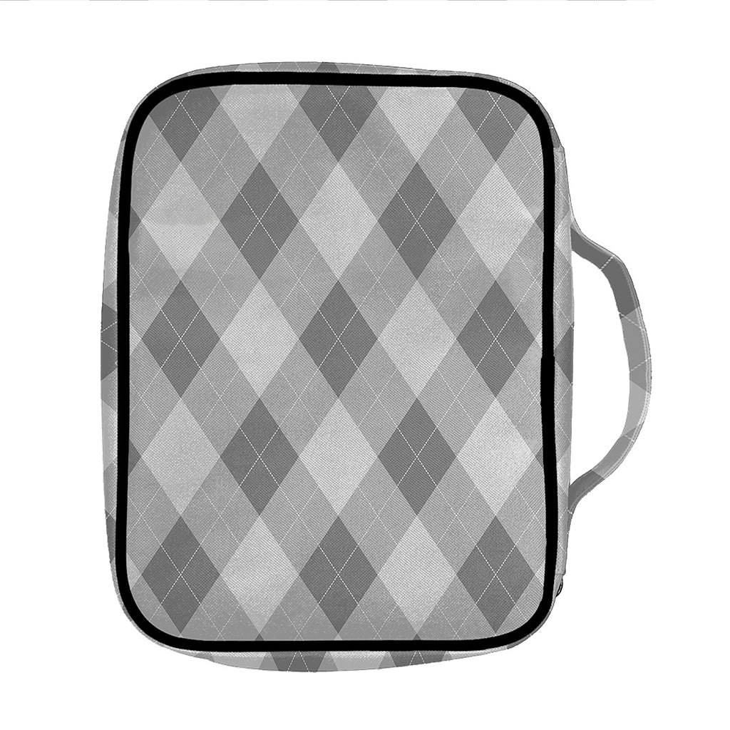 Grey Argyle Pattern Print Front Pocket Bible Bag