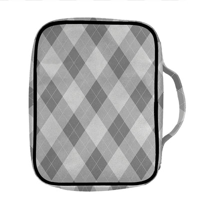 Grey Argyle Pattern Print Front Pocket Bible Bag