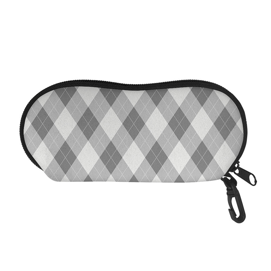 Grey Argyle Pattern Print Glasses Case
