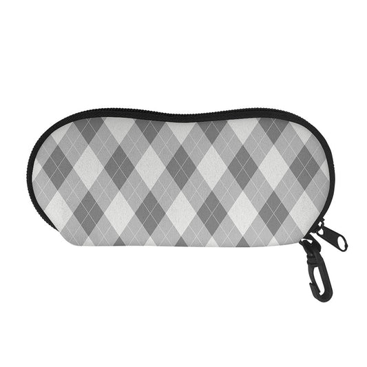 Grey Argyle Pattern Print Glasses Case