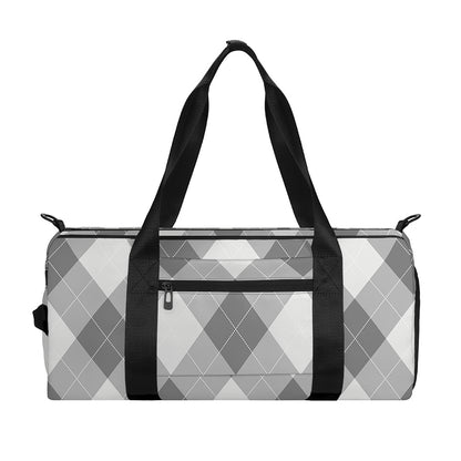 Grey Argyle Pattern Print Gym Bag