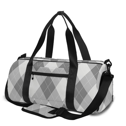 Grey Argyle Pattern Print Gym Bag
