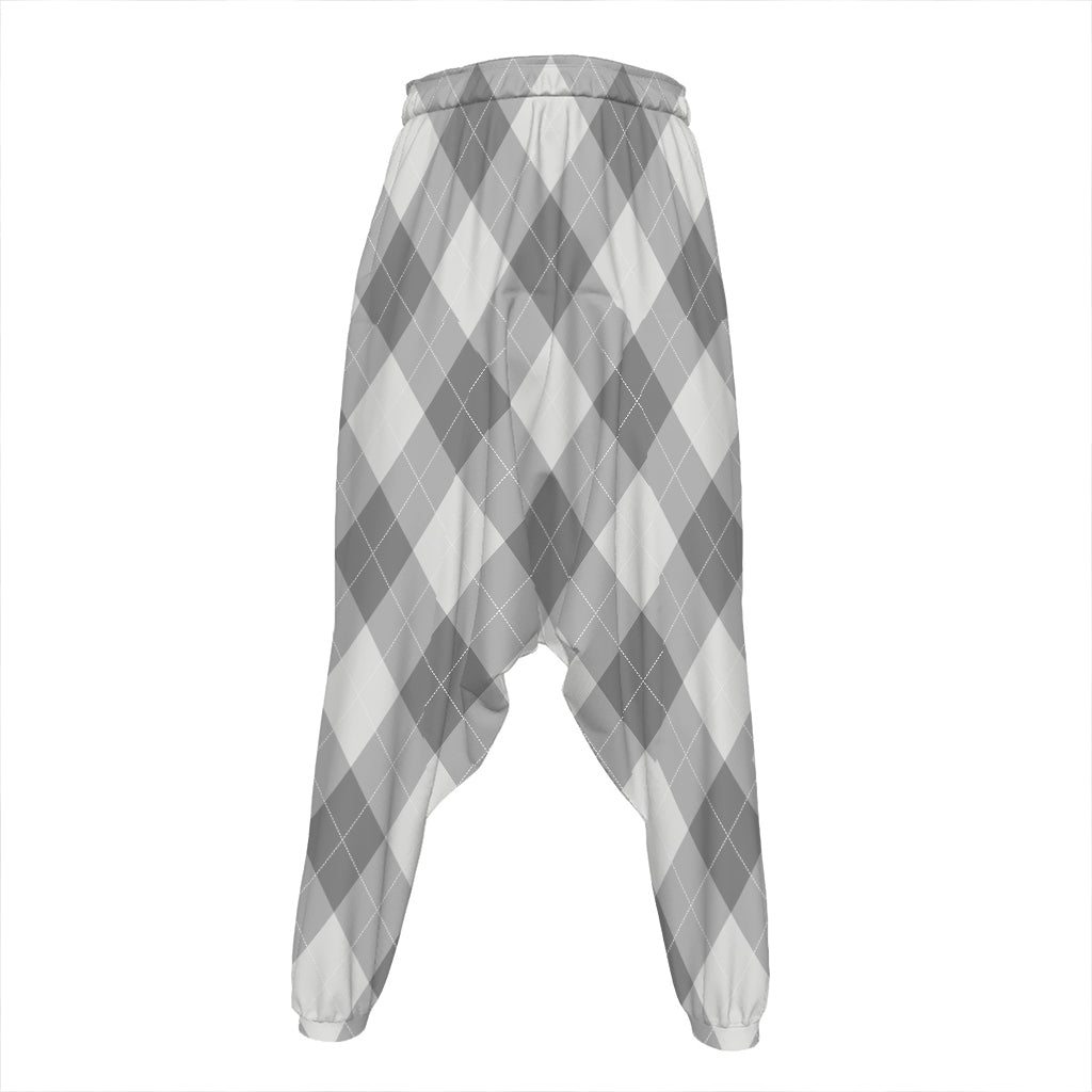 Grey Argyle Pattern Print Hammer Pants