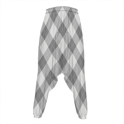 Grey Argyle Pattern Print Hammer Pants
