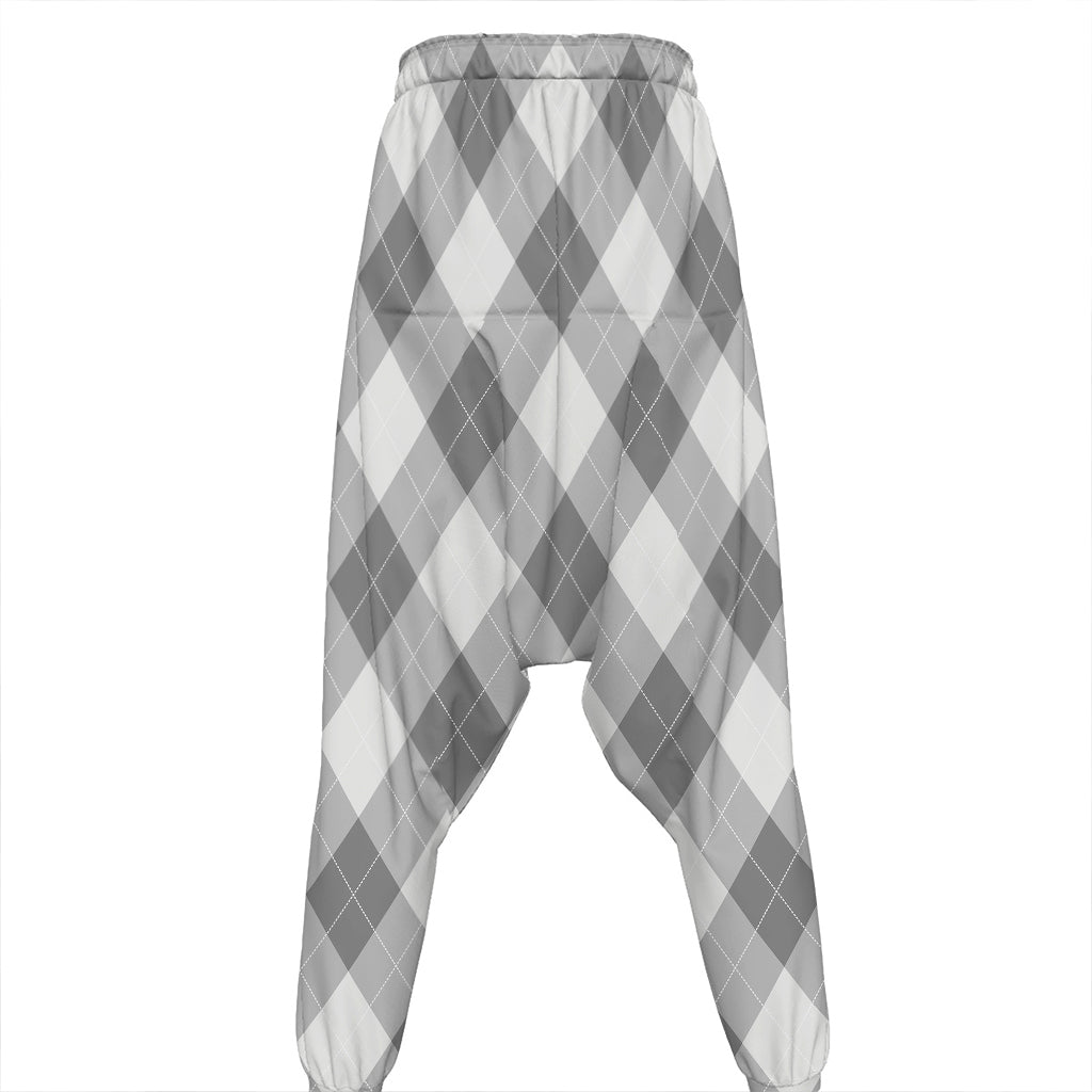 Grey Argyle Pattern Print Hammer Pants