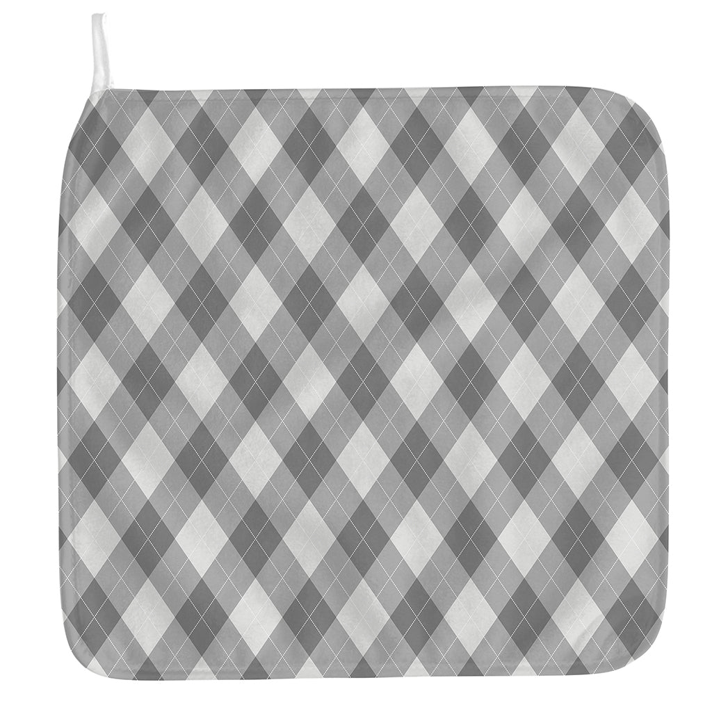 Grey Argyle Pattern Print Hand Towel