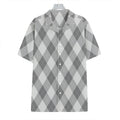 Grey Argyle Pattern Print Hawaiian Shirt
