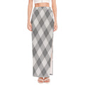 Grey Argyle Pattern Print High Slit Maxi Skirt