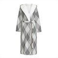 Grey Argyle Pattern Print Hooded Bathrobe