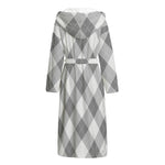 Grey Argyle Pattern Print Hooded Bathrobe