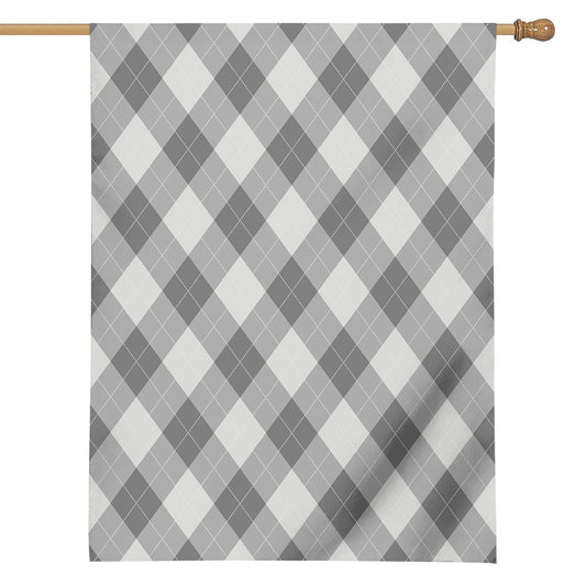 Grey Argyle Pattern Print House Flag