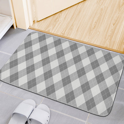 Grey Argyle Pattern Print Indoor Door Mat