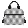 Grey Argyle Pattern Print Insulated Lunch Bag