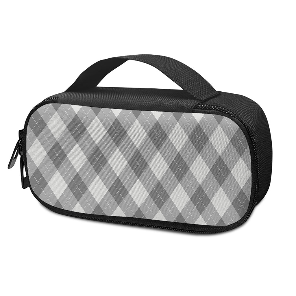 Grey Argyle Pattern Print Insulin Cooler Travel Case